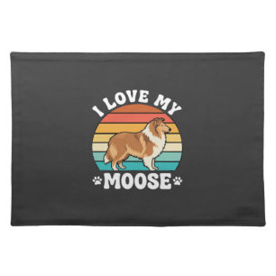 I Love My Moose Retro Collie Dog Cloth Placemat