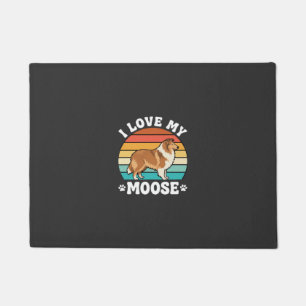 I Love My Moose Retro Collie Dog Doormat