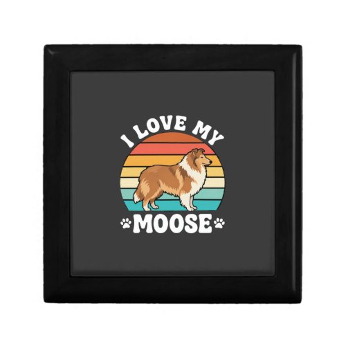 I Love My Moose Retro Collie Dog Gift Box