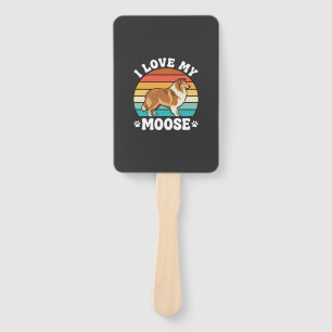 I Love My Moose Retro Collie Dog Hand Fan