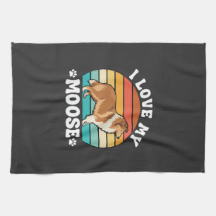 I Love My Moose Retro Collie Dog Kitchen Towel