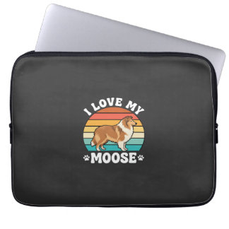 I Love My Moose Retro Collie Dog Laptop Sleeve