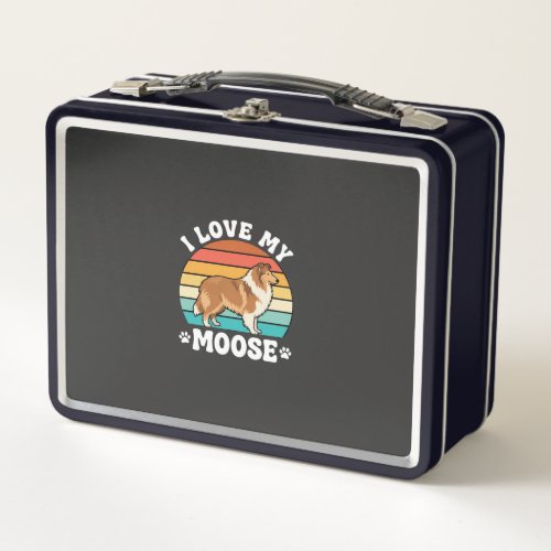 I Love My Moose Retro Collie Dog Metal Lunch Box