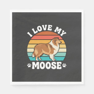 I Love My Moose Retro Collie Dog Napkins