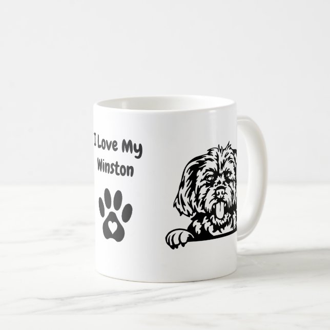 I Love my MORKIE | Dog Name & Paw Print Coffee Mug (Front Right)
