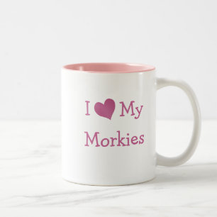 I Love My Morkies Two-Tone Coffee Mug