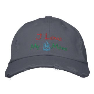 I Love My Mother In French Blue Embroidered Baseball Hat