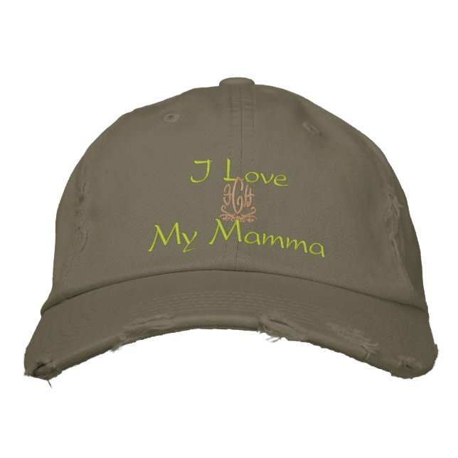 I Love My Mother In Italian Olive Embroidered Baseball Cap (Front)
