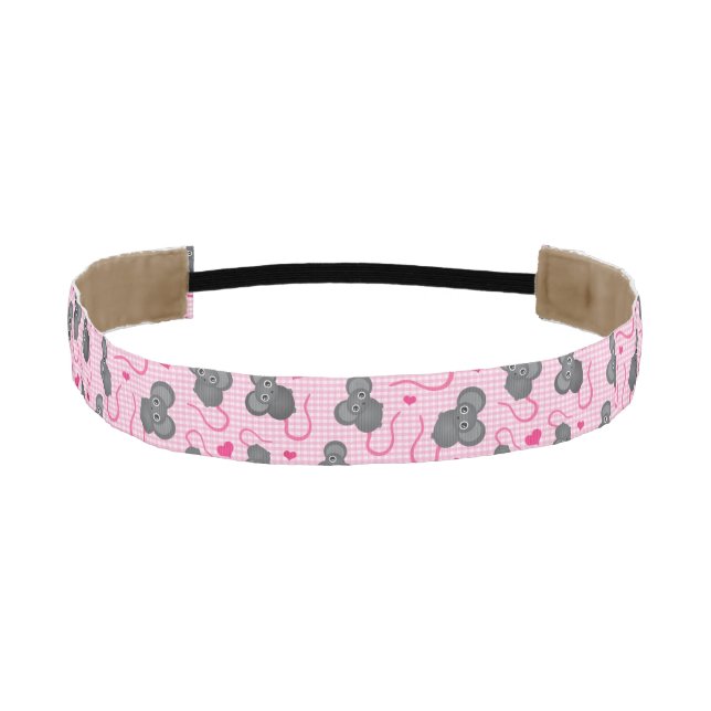 I love my mouse pattern in pink athletic headband (Front)