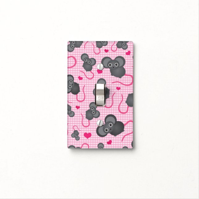 I love my mouse pattern in pink light switch cover (In Situ)