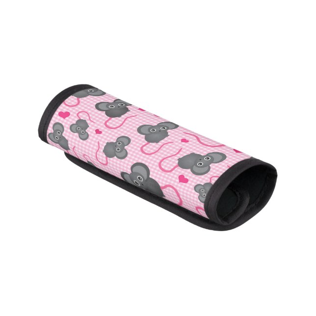 I love my mouse pattern in pink luggage handle wrap (Angled)