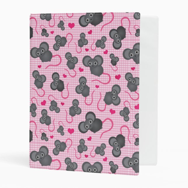 I love my mouse pattern in pink mini binder (Front/Inside)