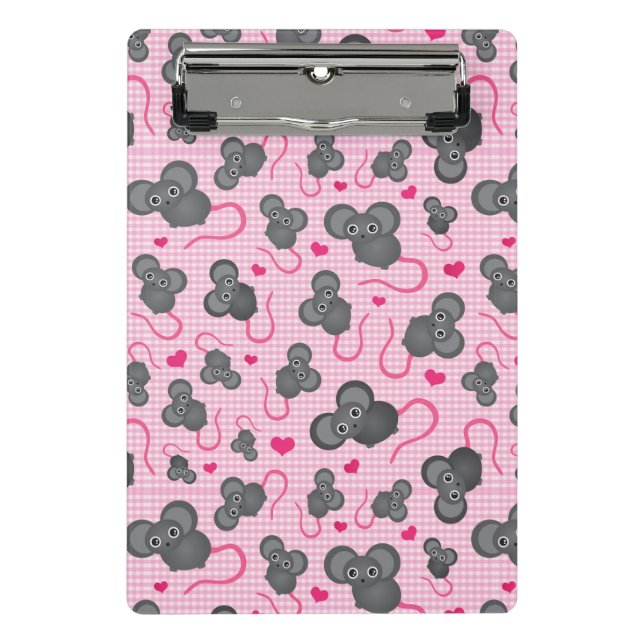 I love my mouse pattern in pink mini clipboard (Front)