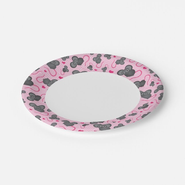 I love my mouse pattern in pink paper plates (Angled)