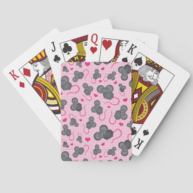 I love my mouse pattern in pink poker cards (Back)