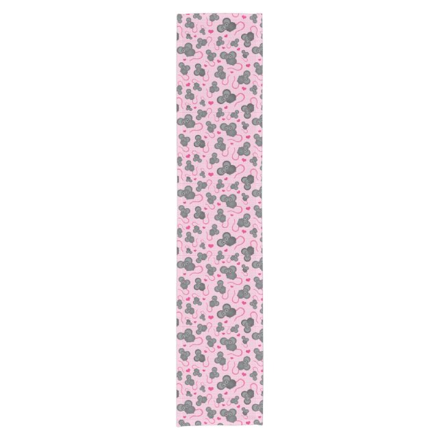 I love my mouse pattern in pink short table runner (Front)