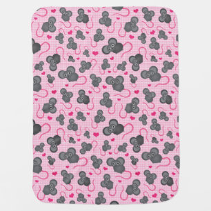 I love my mouse pattern in pink swaddle blanket