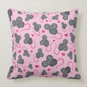 I love my mouse pattern in pink throw pillow