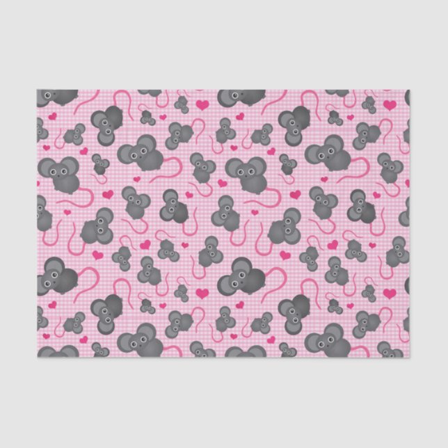 I love my mouse pattern in pink tissue paper (Front)