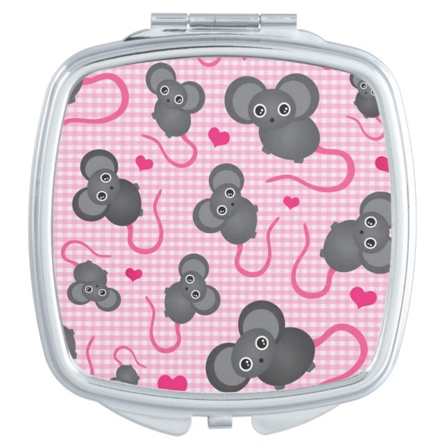 I love my mouse pattern in pink vanity mirror (Front)