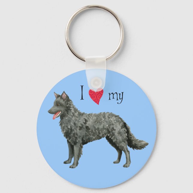 I Love my Mudi Keychain (Front)