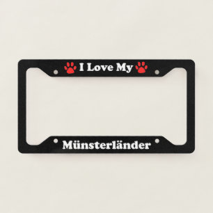 I Love My Munsterlander Dog License Plate Frame