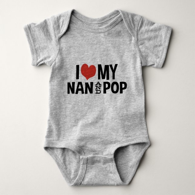 I Love My Nan and Pop Baby Beanie Baby Bodysuit (Front)