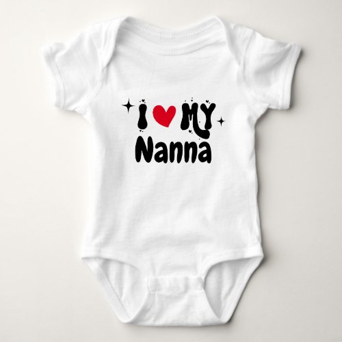 I Love My Nanna Retro Stars Customizable Newborn Baby Bodysuit