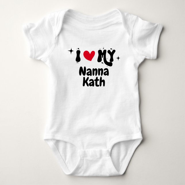I Love My Nanna Retro Stars Customizable Newborn Baby Bodysuit (Front)