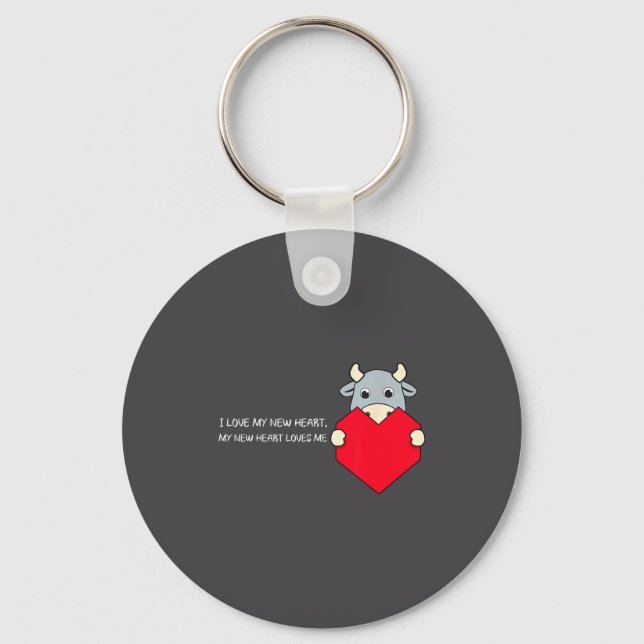 I Love My New Heart Loves Me Heart Health Awarenes Keychain (Front)