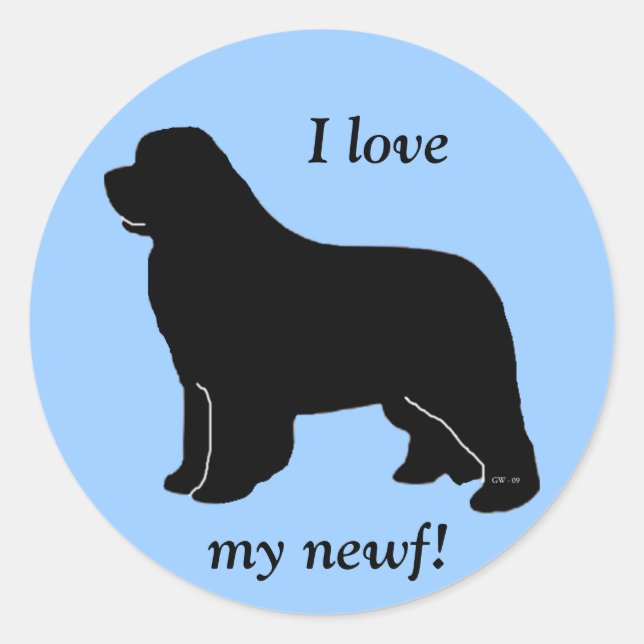I love my newf! classic round sticker (Front)