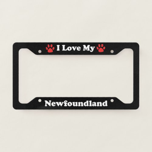 I Love My Newfoundland Dog License Plate Frame
