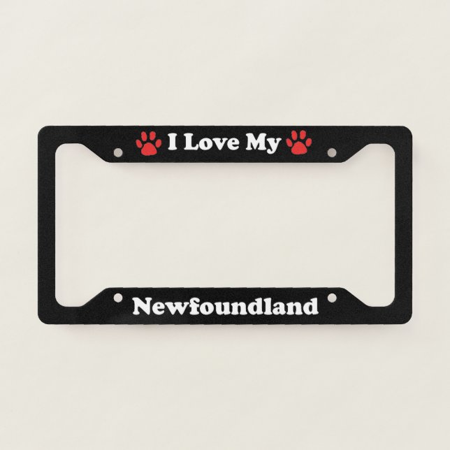 I Love My Newfoundland Dog License Plate Frame (Front)