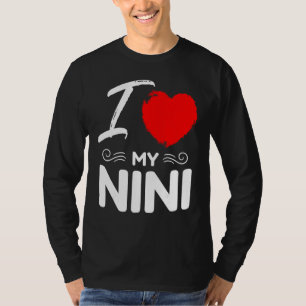I Love My Nini Cute Mother Grandma Matching Family T-Shirt