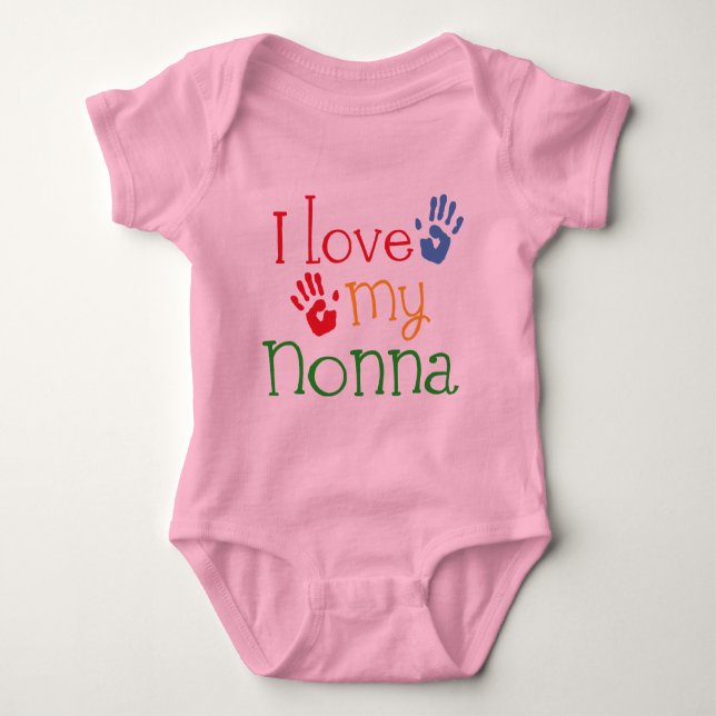 I Love My Nonna Handprints Baby Bodysuit (Front)