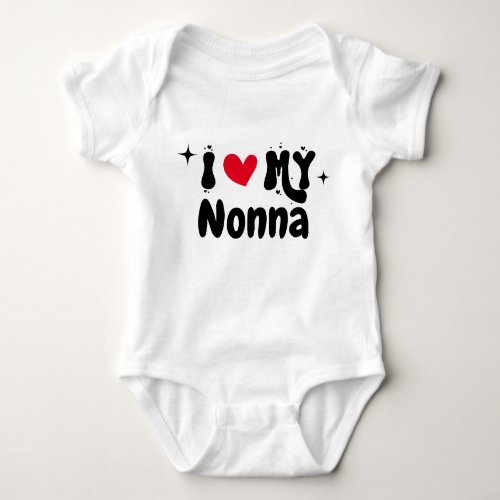 I Love My Nonna Retro Stars Customizable Newborn  Baby Bodysuit