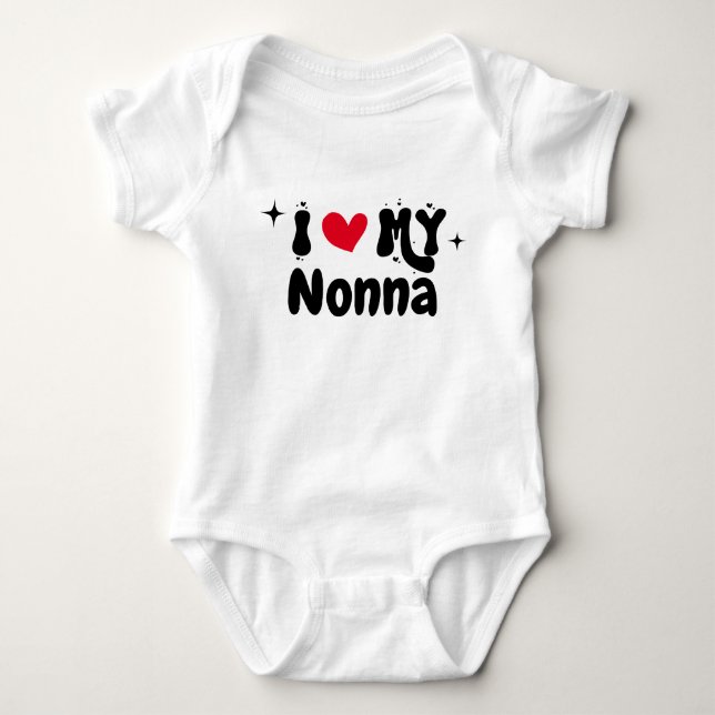 I Love My Nonna Retro Stars Customizable Newborn  Baby Bodysuit (Front)