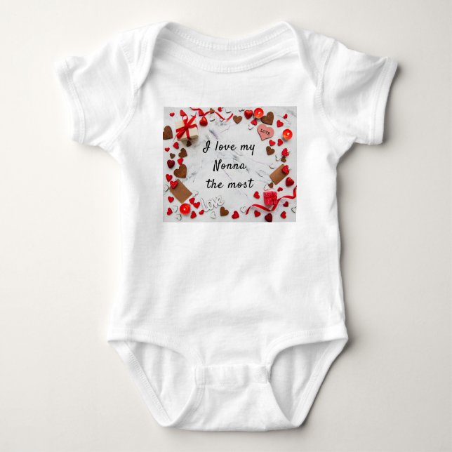 I love my Nonna the most one piece  bodysuite Baby Bodysuit (Front)