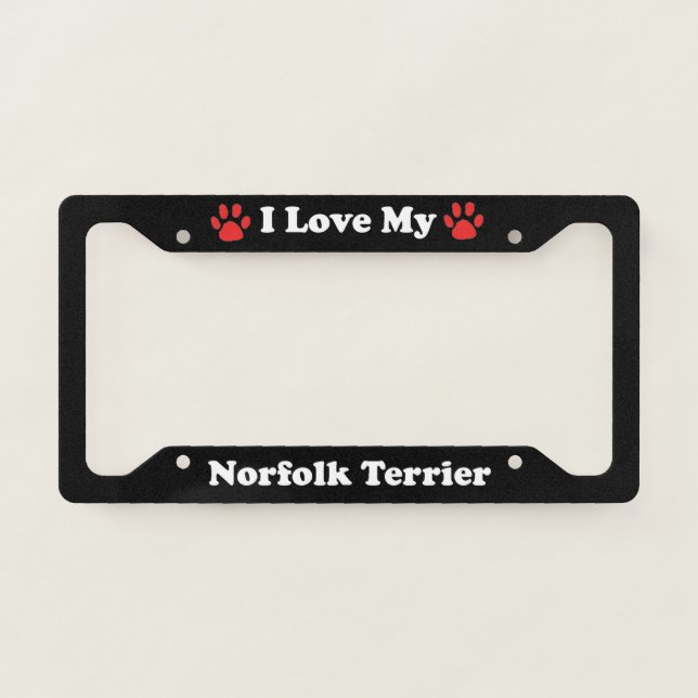 I Love My Norfolk Terrier Dog License Plate Frame (Front)