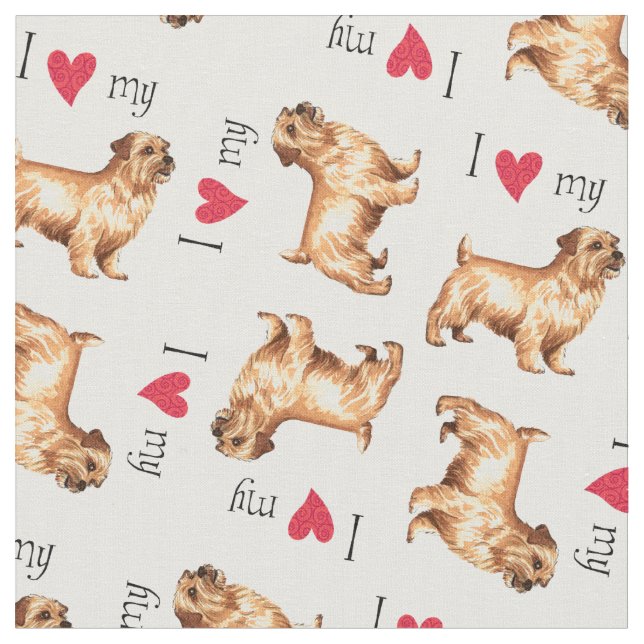 I Love my Norfolk Terrier Fabric (Close Up)