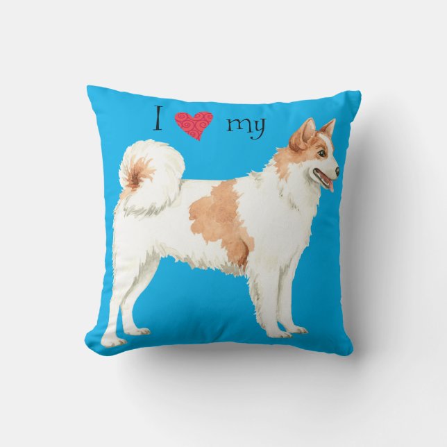I Love my Norrbottenspets Throw Pillow (Front)