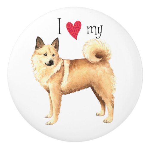 I Love my Norwegian Buhund Ceramic Knob