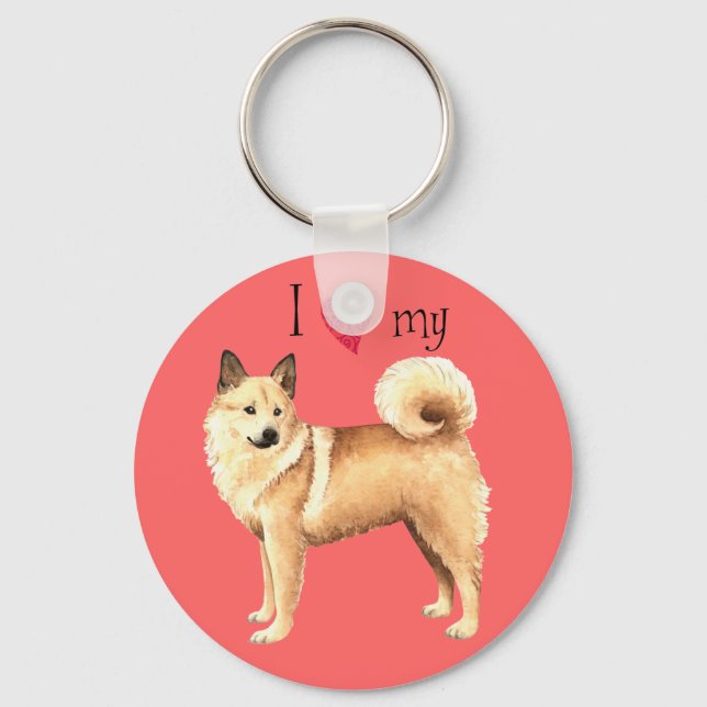 I Love my Norwegian Buhund Keychain (Front)
