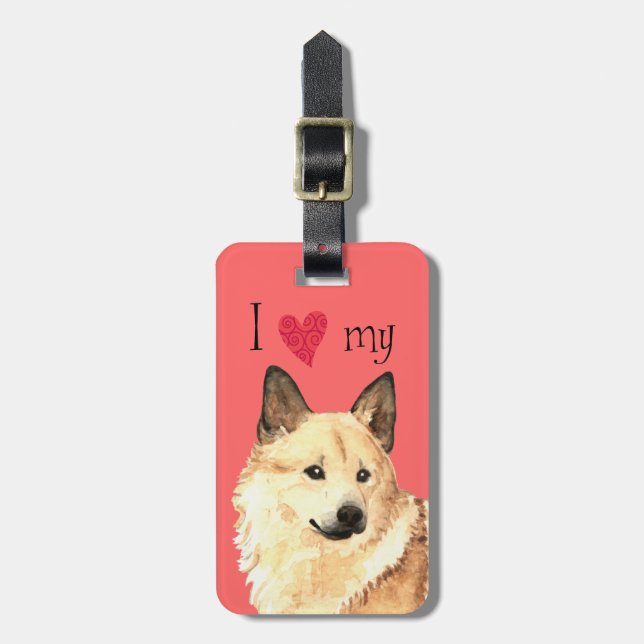 I Love my Norwegian Buhund Luggage Tag (Front Vertical)