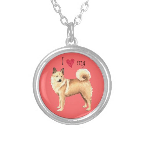 I Love my Norwegian Buhund Silver Plated Necklace