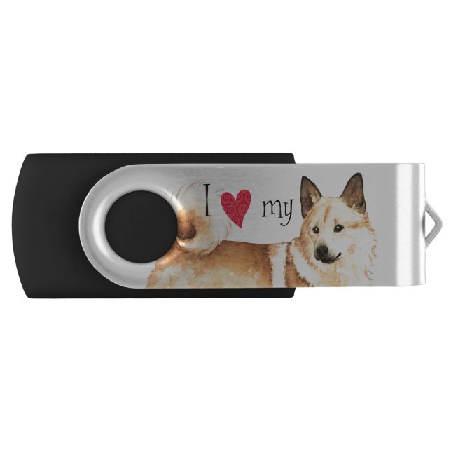 I Love my Norwegian Buhund USB Flash Drive (Front)