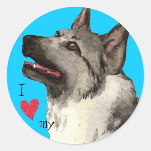 I Love my Norwegian Elkhound Classic Round Sticker