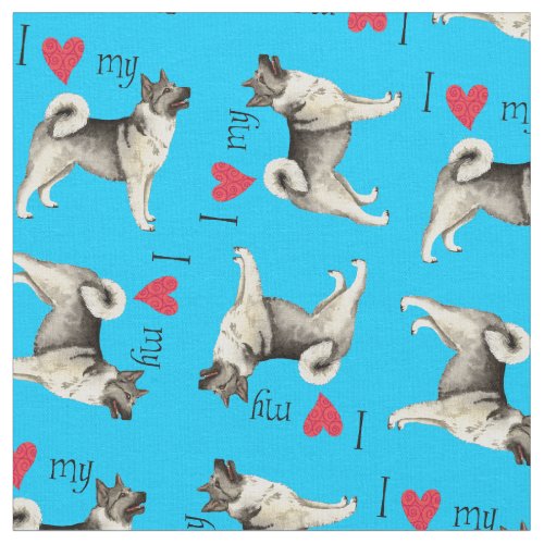 I Love my Norwegian Elkhound Fabric