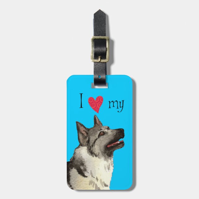 I Love my Norwegian Elkhound Luggage Tag (Front Vertical)