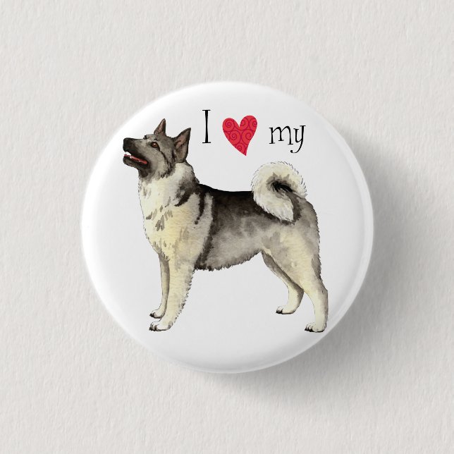 I Love my Norwegian Elkhound Pinback Button (Front)